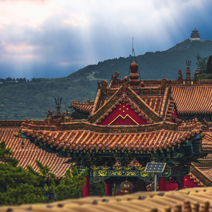Mountain with Chinese Buildings